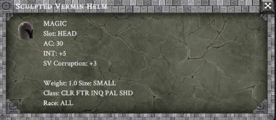 SCULPTED VERMIN HELM item card